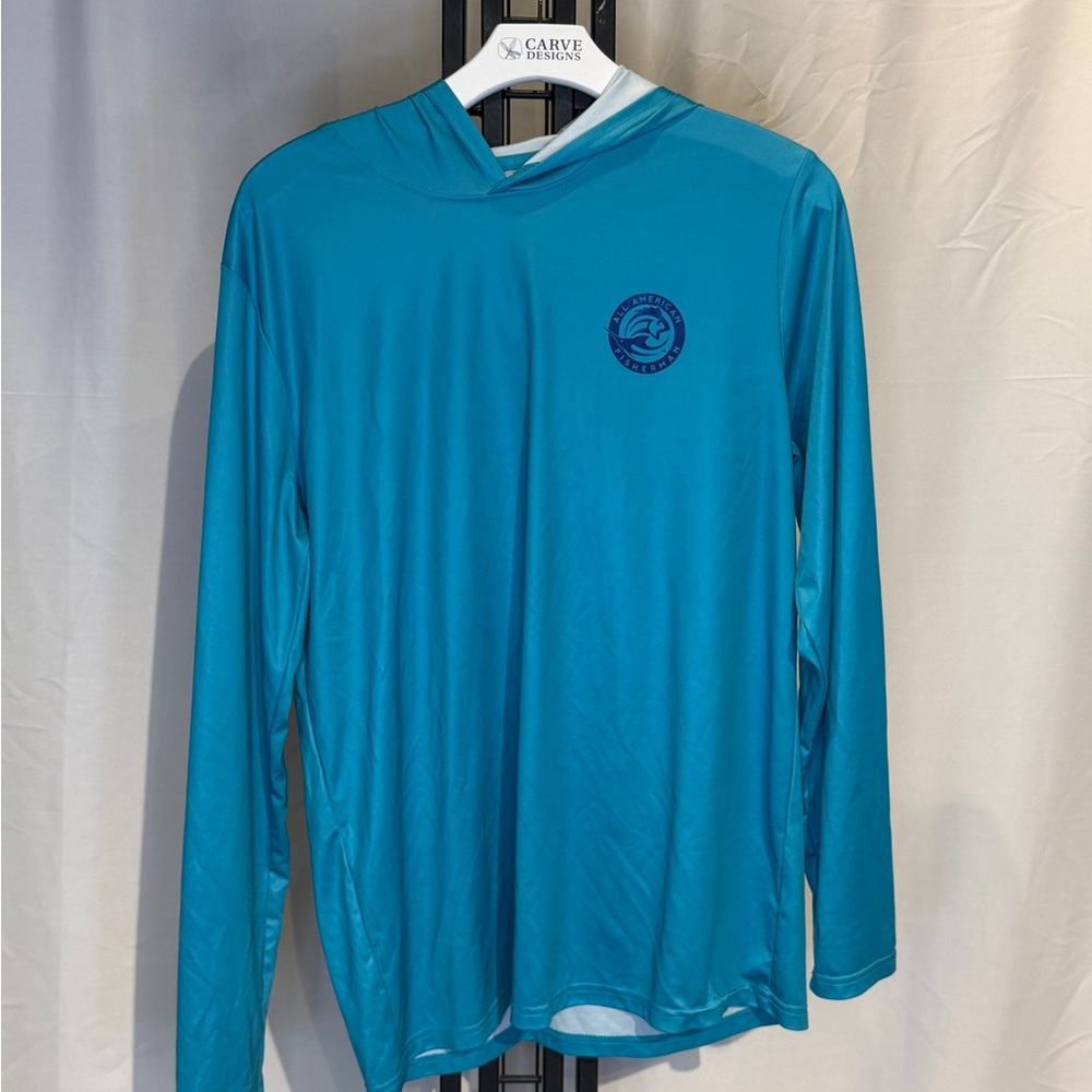 All‎ American fisherman Men's Teal Long Sleeve Hoodie
